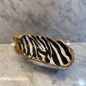 Handmade Zebra Print Decorative Decoupage Shell